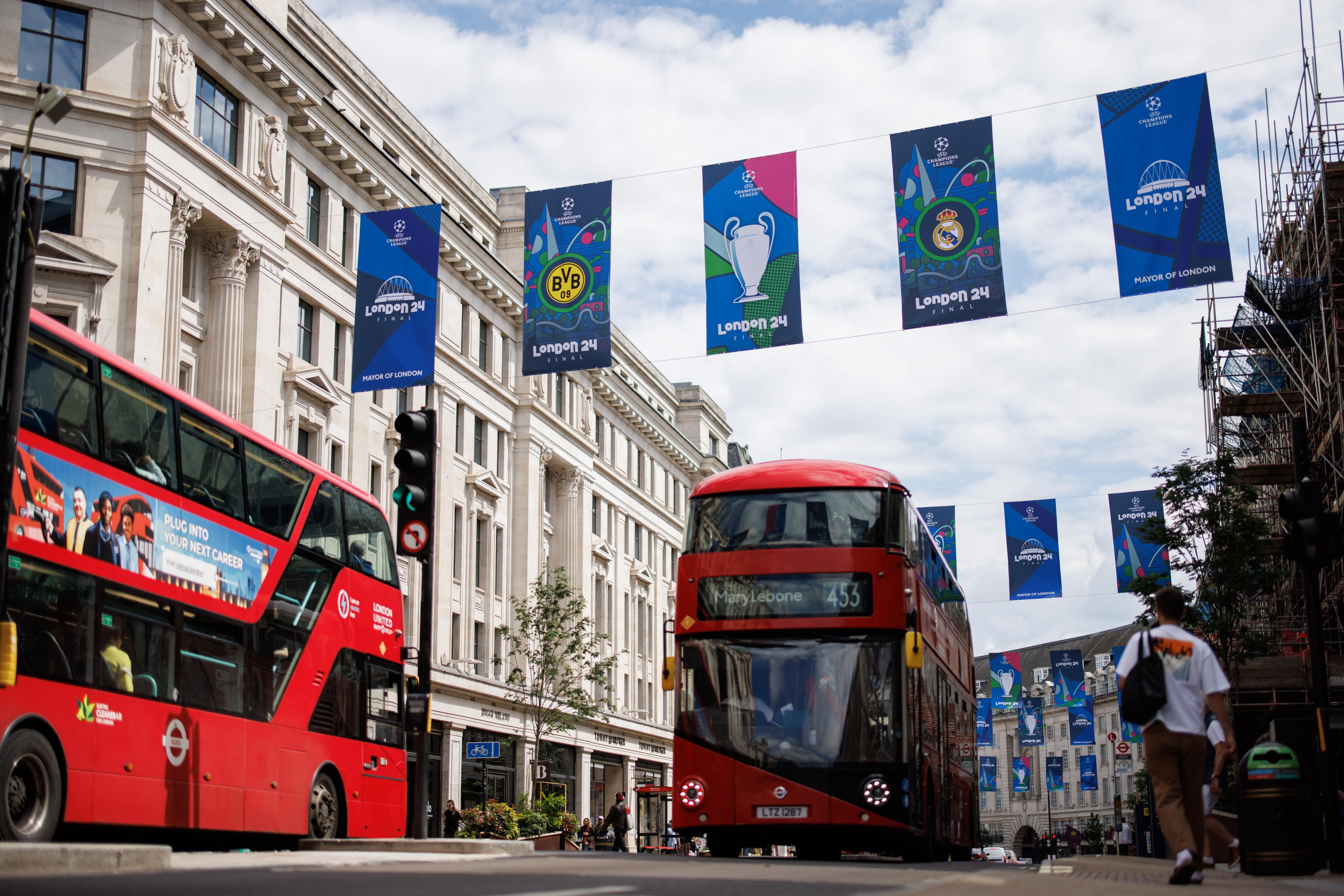 London (United Kingdom), 29/05/2024.- Londres se prepara para recibir a los visitantes que disfrutarán la final de la UEFA Champions League