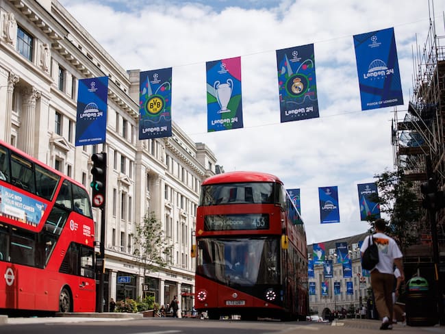 London (United Kingdom), 29/05/2024.- Londres se prepara para recibir a los visitantes que disfrutarán la final de la UEFA Champions League