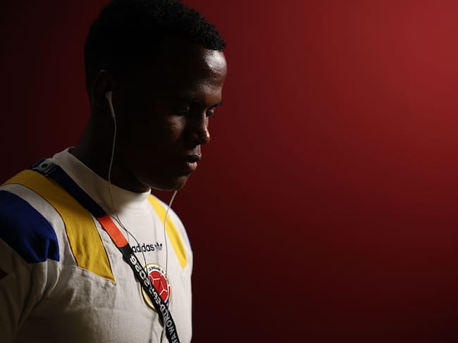 VANCOUVER, BRITISH COLUMBIA - JULY 07: Jhon Arias #11 of Colombia arrives at the stadium before the FIFA World Cup 2026 Round Of 16 match between Switzerland and Colombia at BC Place Vancouver on July 07, 2026 in Vancouver, British Columbia. (Photo by Jared C. Tilton - FIFA/FIFA via Getty Images)