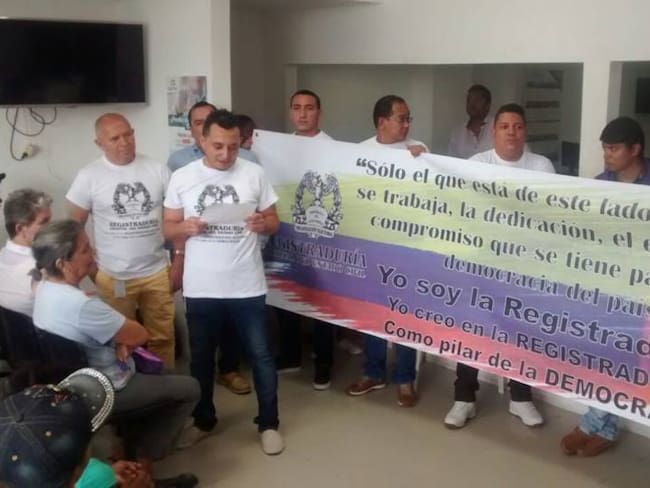 En Cartagena, sindicato protesta contra señalamientos a la Registraduria