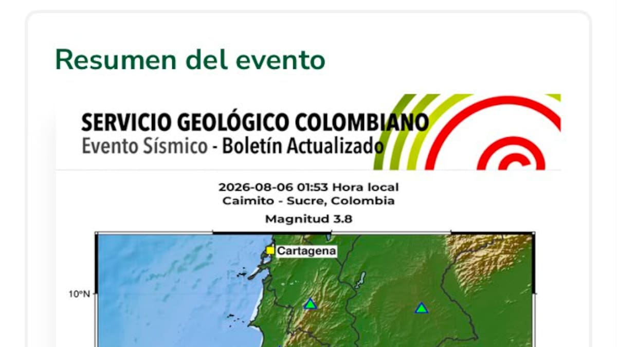 Sismo de magnitud 3.8 se registró en La Mojana este jueves 6 de agosto