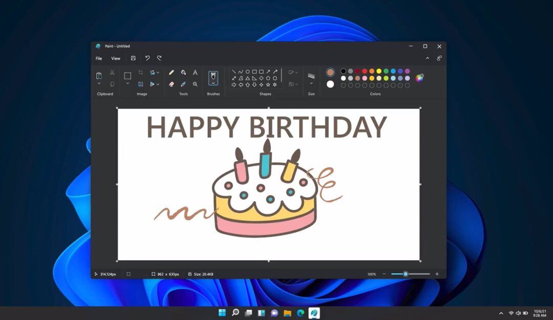 Paint en modo oscuro para Windows 11