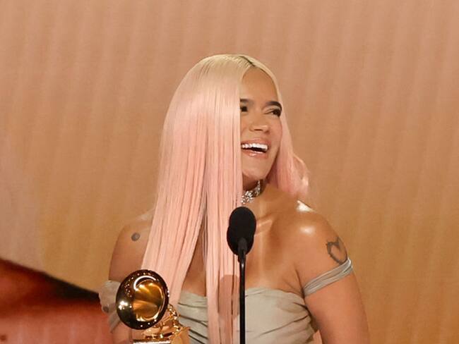 Karol G ganó su primer Grammy a mejor álbum de música urbana por ‘Mañana será bonito’. Foto: Getty Images.