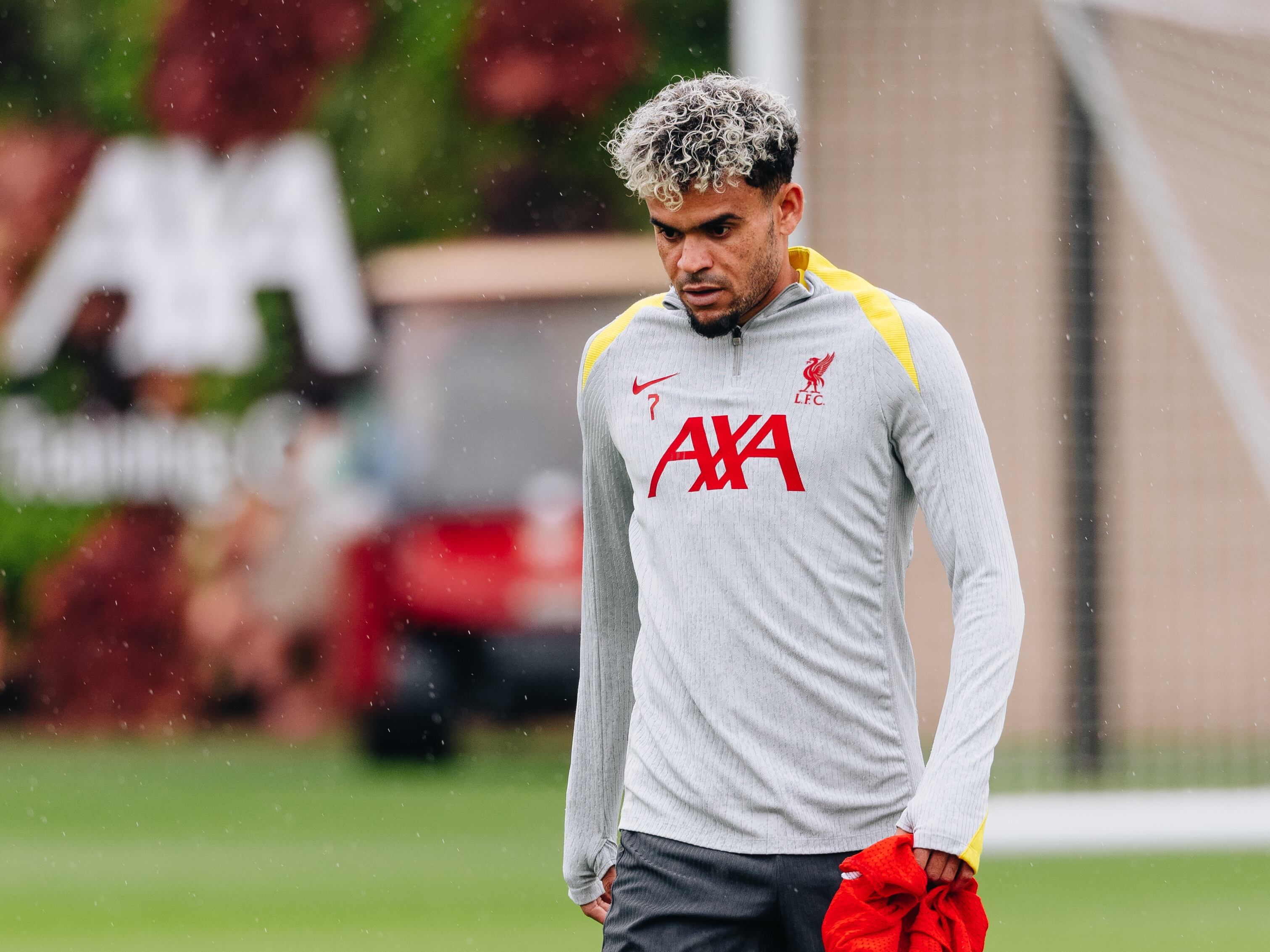 Luis Díaz durante sus entrenamientos con el Liverpool la semana pasada.  (Photo by Nikki Dyer - LFC/Liverpool FC via Getty Images)