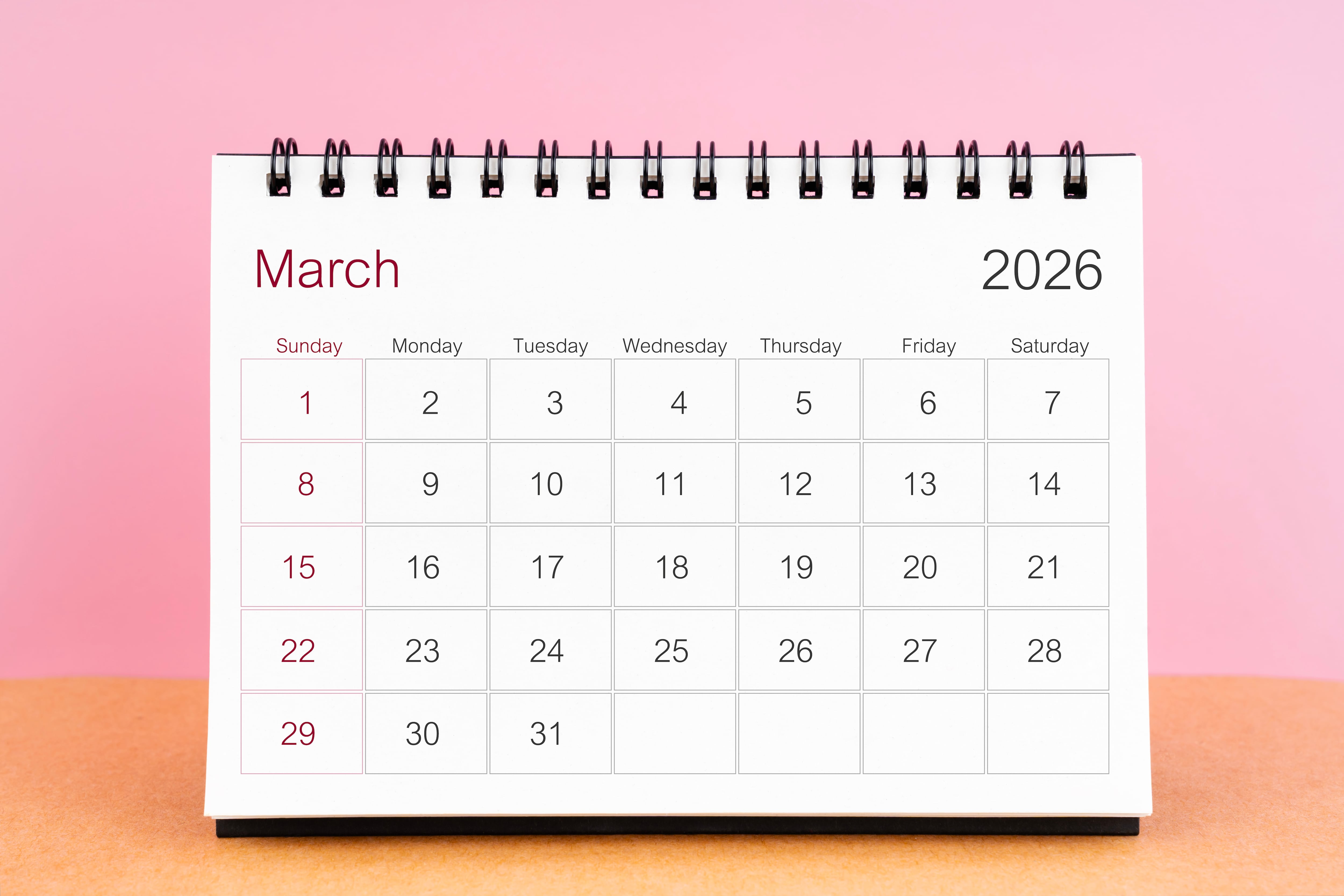 Calendario de marzo. Foto: Getty Images.