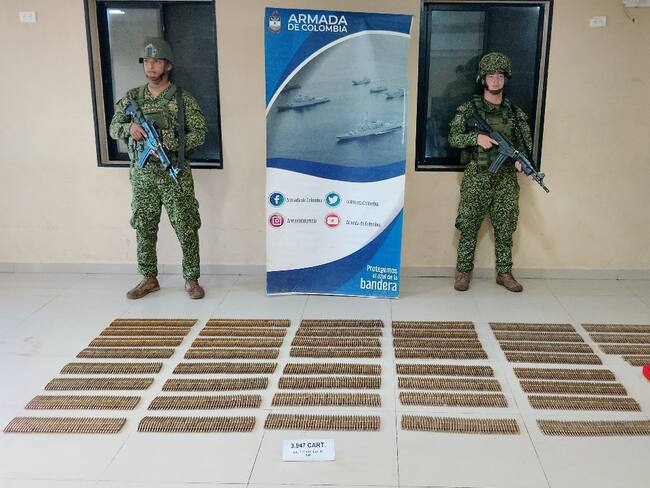 Munición decomisada en Nariño. Foto: Armada Nacional
