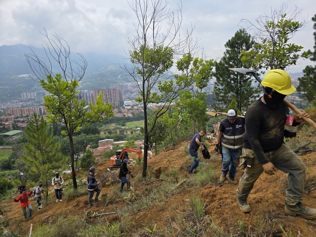 Intervención de loteo ilegal en el cerro Quitasol. Foto: Alcaldía de Bello.