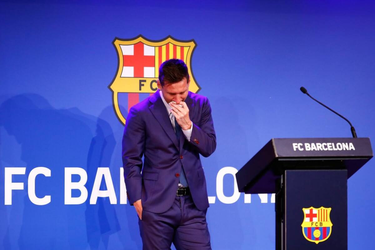 Lionel Messi en su despedida del Barcelona