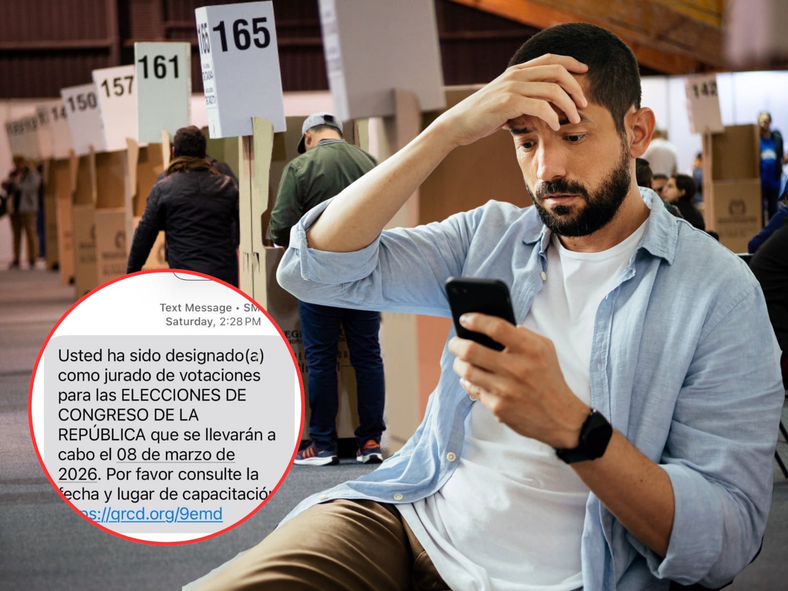 Imágenes de referencia de elecciones en Colombia, mensaje de texto de estada. Fotos: Getty Images / suministrada