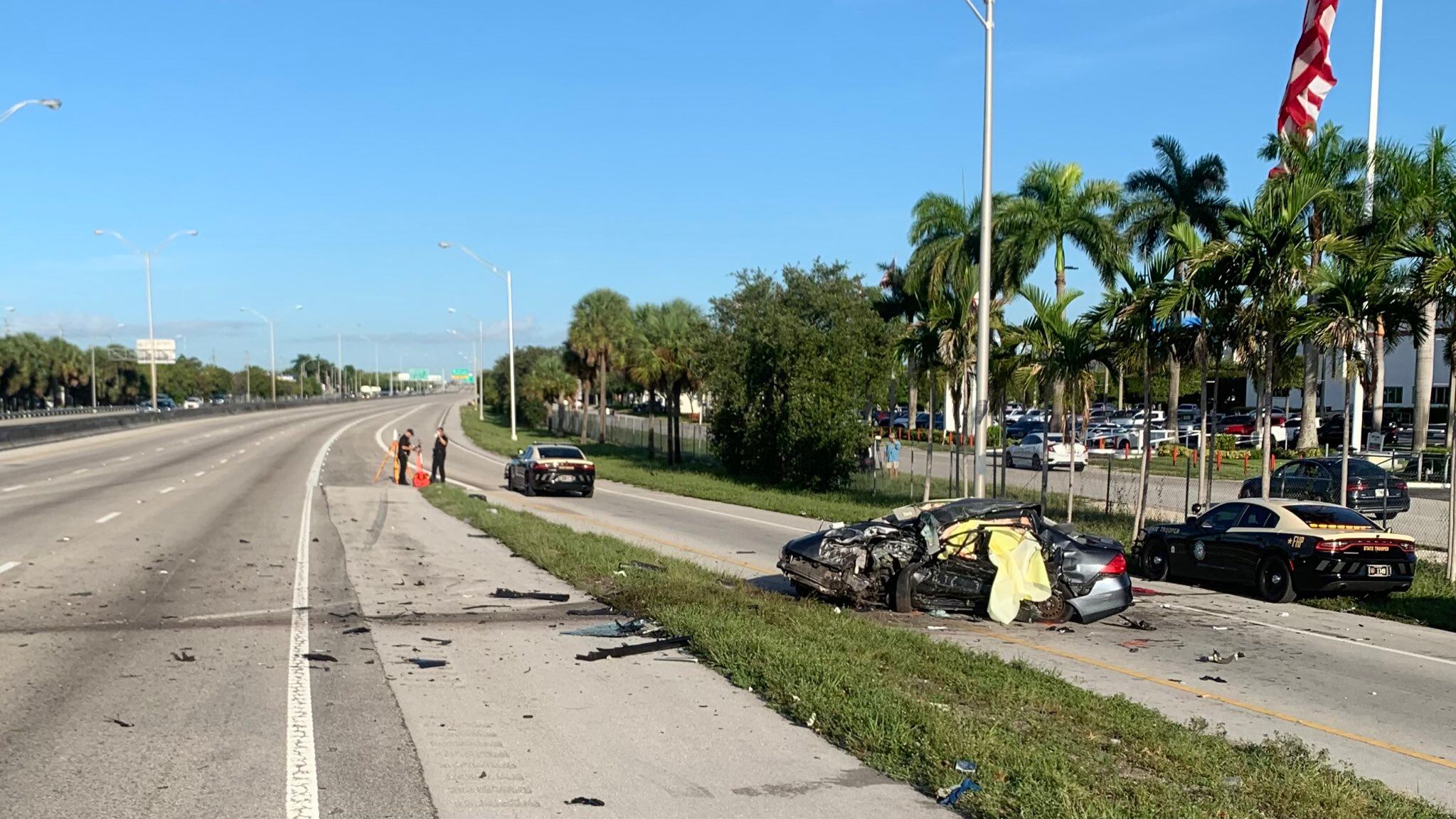 Accidente en la autopista Palmetto Expressway en el condado de Miami-Dade. Foto: Twitter: @FHPMiami