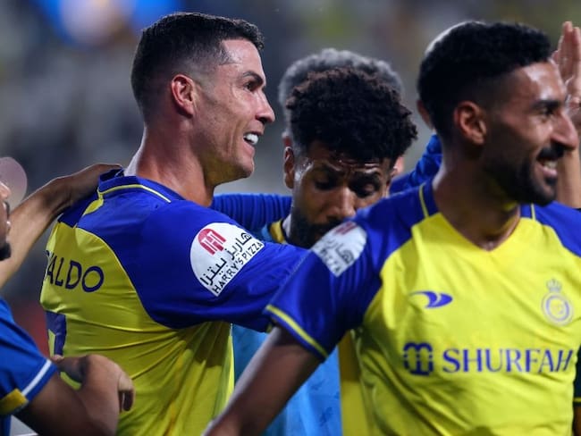 Cristiano Ronaldo celebra un gol para el Al Nassr en la Liga Saudí (Photo by Fayez NURELDINE / AFP) (Photo by FAYEZ NURELDINE/AFP via Getty Images)