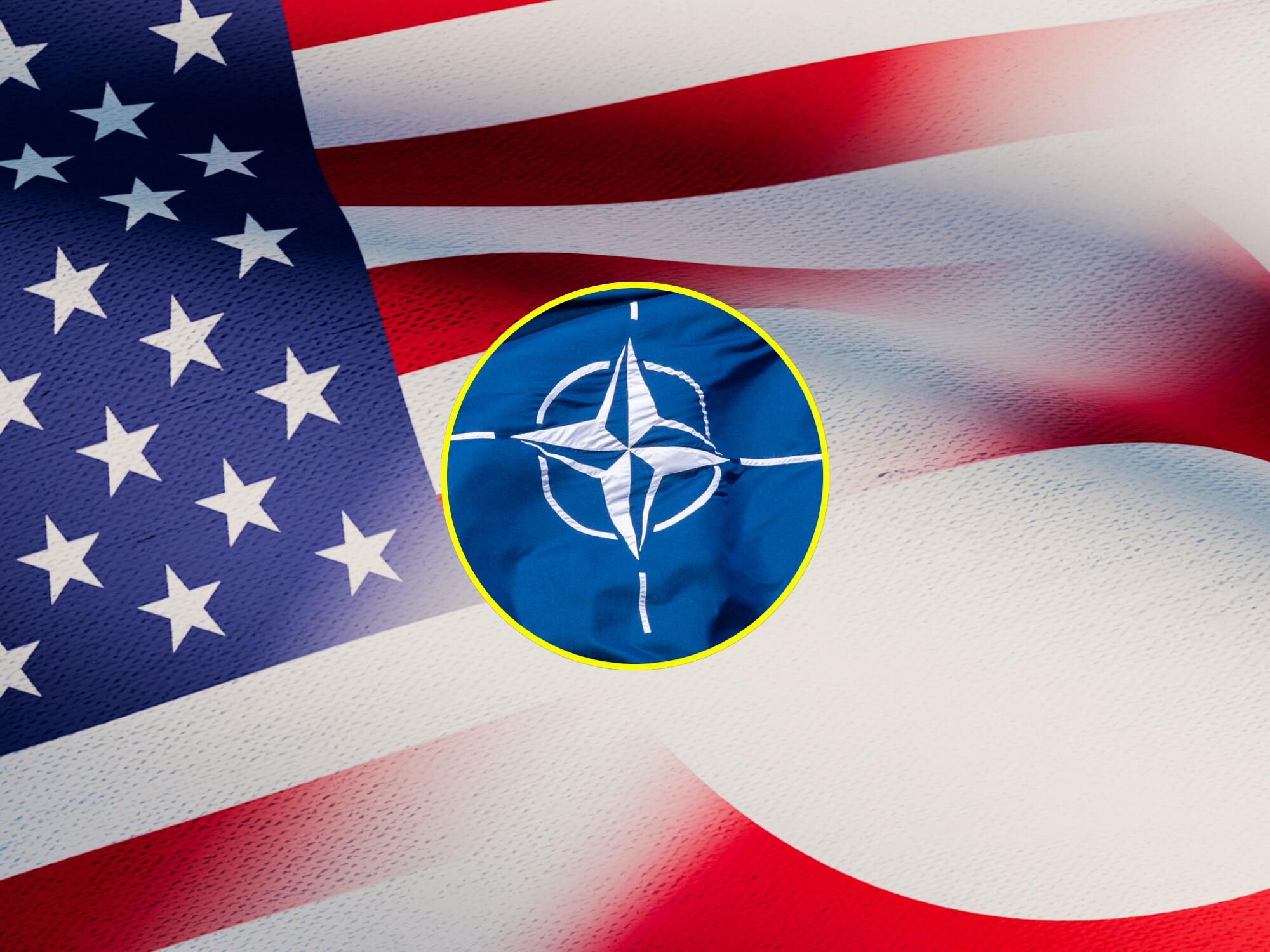 Banderas de Estados Unidos, Groenlandia y OTAN. Fotos: Getty Images