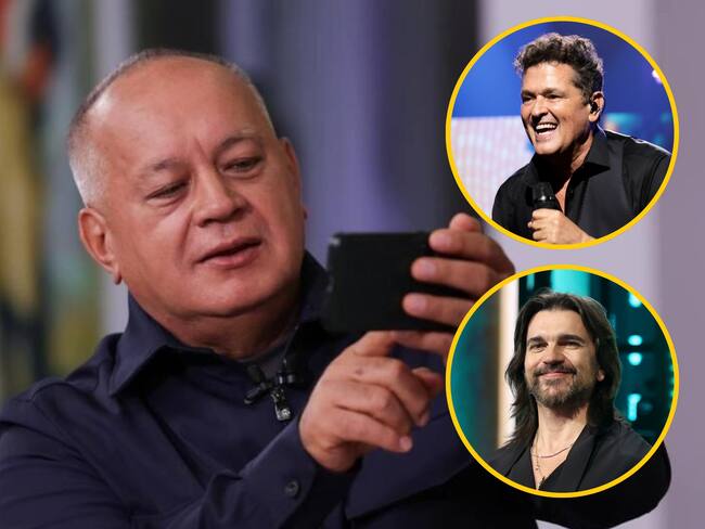 Diosdado Cabello (EFE / Ministerio del Interior Justicia y Paz) // Carlos Vives y Juanes (Getty Images / Rodrigo Varela)