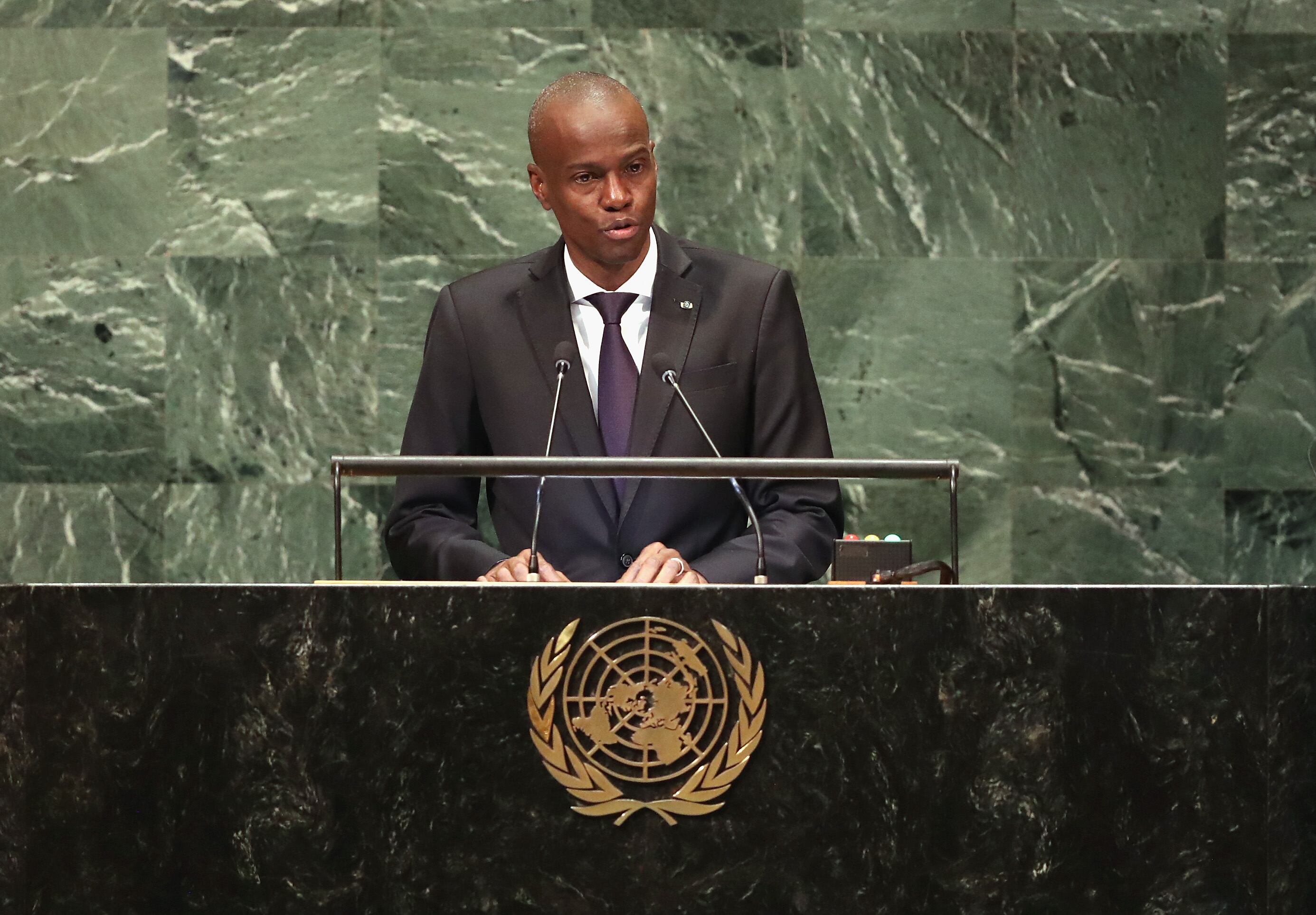 NEW YORK, NY - SEPTEMBER 27:  President Haiti Jovenel Moise addresses the United Nations General Assembly on September 27, 2018 in New York City. World leaders gathered for the 73rd annual meeting at the UN headquarters in Manhattan.  (Photo by John Moore/Getty Images)