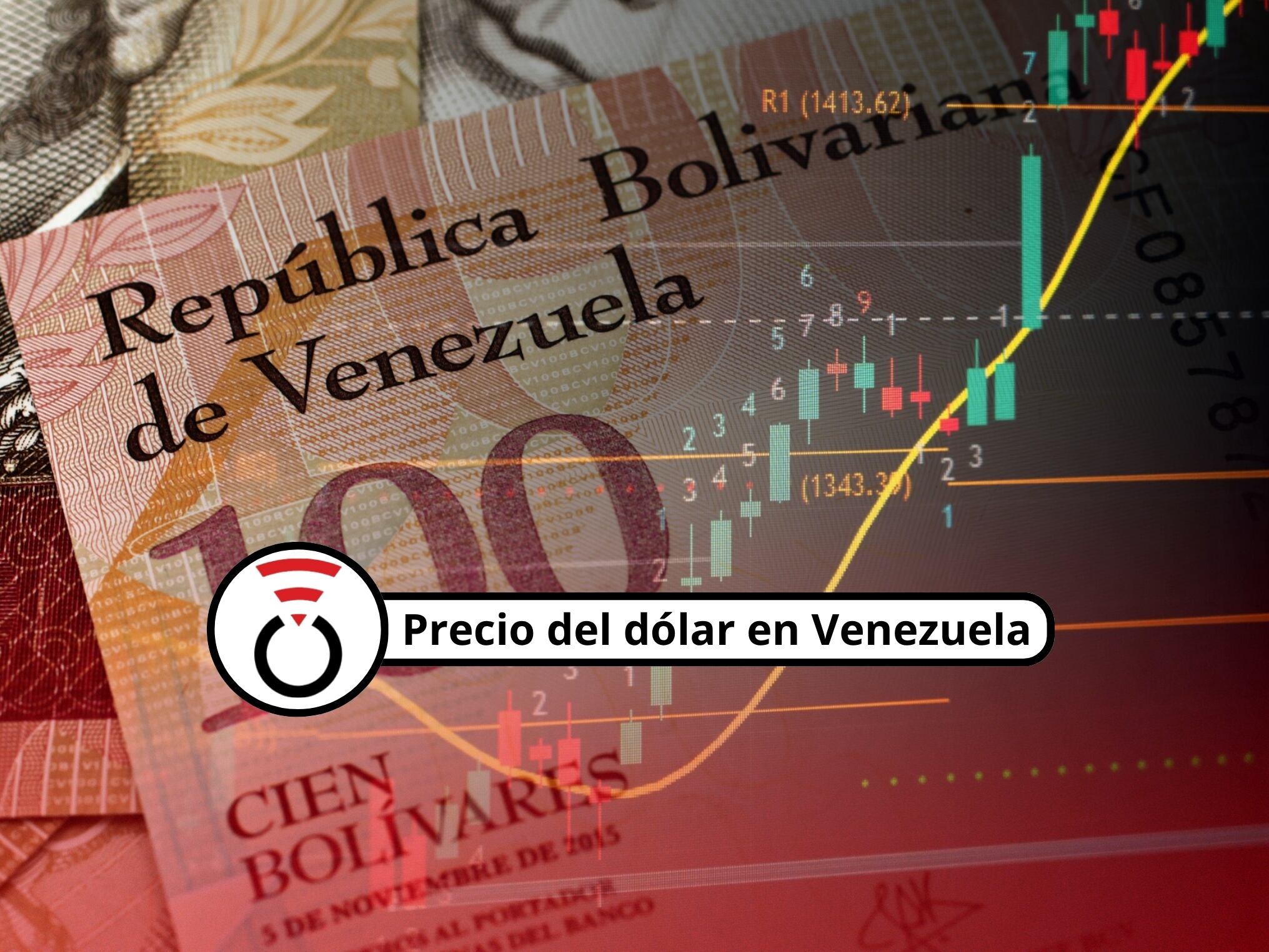 De fondo: Imagen ampliada del billete de cien bolívares venezolanos. A la derecha se puede observar una imagen translúcida de estadísticas económicas (Crédito: Getty Images)