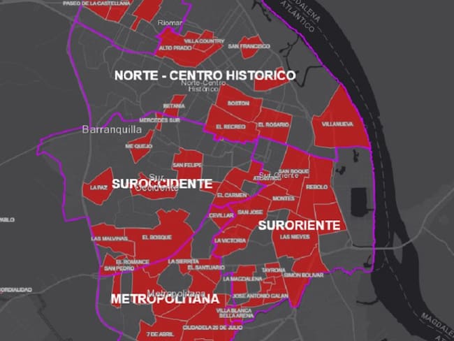 Mapa del coronavirus: los barrios donde hay casos en Barranquilla