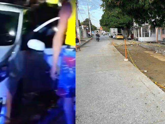 El carro donde iba la pareja y el lugar del ataque.