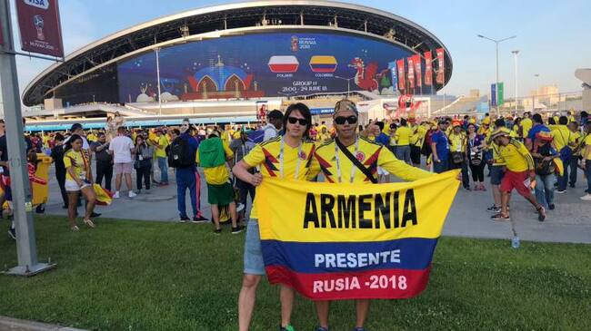 A través de redes sociales los cuyabros subieron fotos y videos ante y después del partido entre Colombia y Polonia