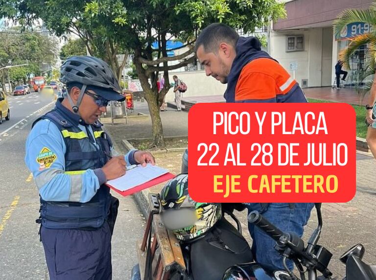 Pico y Placa en el Eje Cafetero (Manizales, Armenia y Pereira) en julio (Instituto de Movilidad de Pereira)