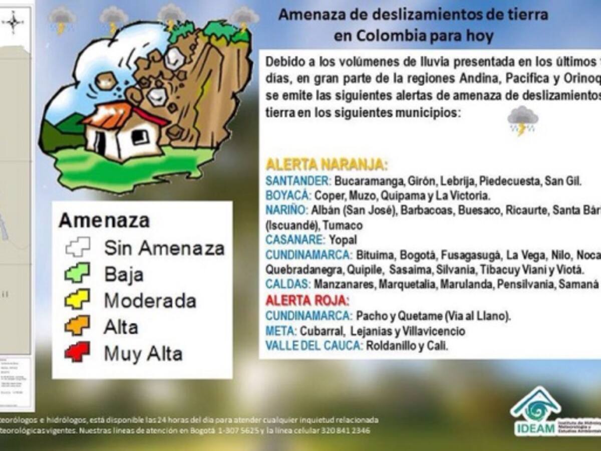Estos son los municipios con más amenazas por deslizamiento de tierra