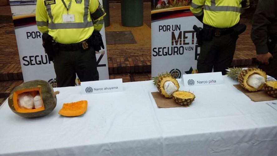 Decomisan "narco piñas" y "narco ahuyamas" en el Meta. Foto: Policía de Colombia
