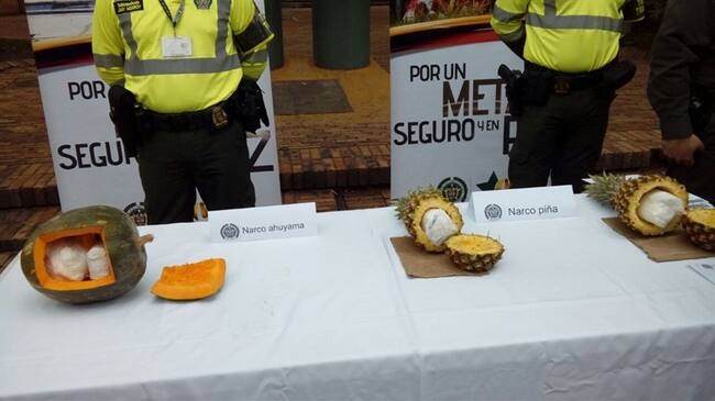 Decomisan "narco piñas" y "narco ahuyamas" en el Meta. Foto: Policía de Colombia