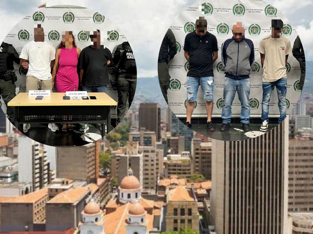 Capturados extorsionistas en Medellín- fotos alcaldía