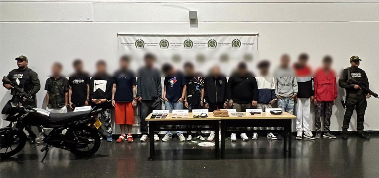 Capturan 33 presuntos extorsionistas en operativos en Bello, Copacabana e Itagüí. Foto: Policía
