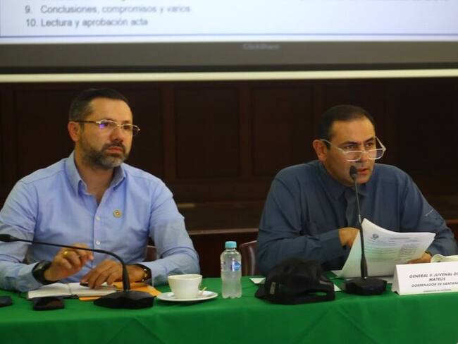 Gobernador Juvenal Díaz y alcalde de Bucaramanga Jaime Andrés Beltrán.