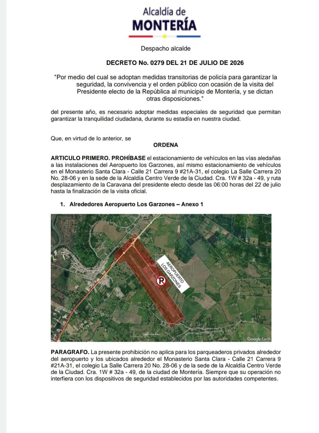 Decreto por empalme regional.