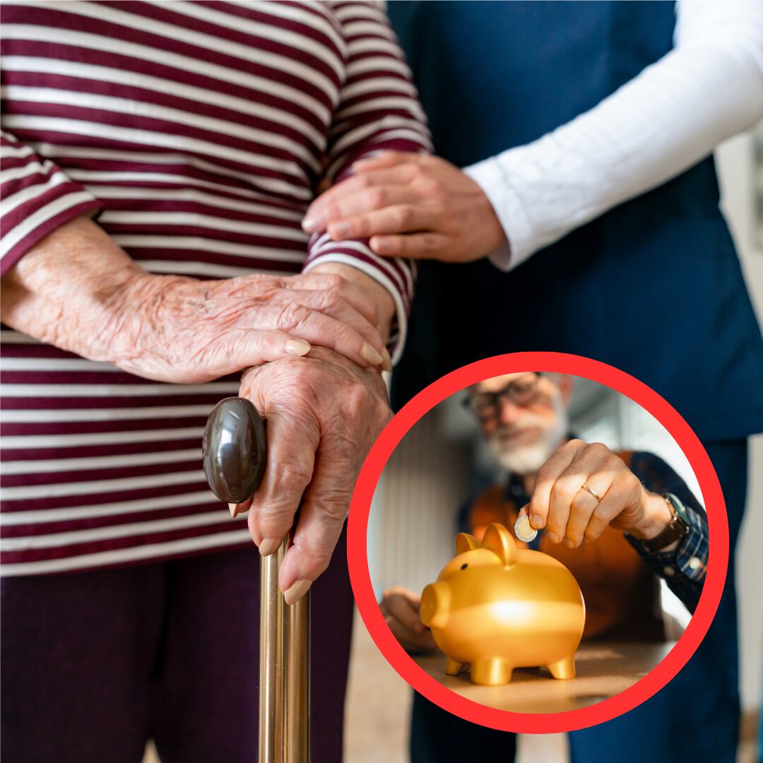 Mujer mayor asistida y hombre ahorrando (Getty Images)