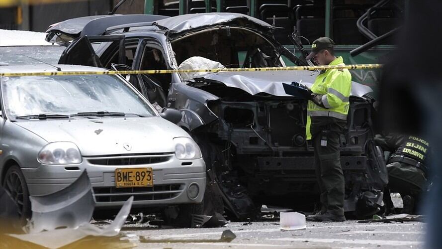 El 15 de mayo de 2012 se perpetró un ataque terrorista dirigido contra el ex ministro de Interior, Fernando Londoño, en Bogotá. Foto: Colprensa