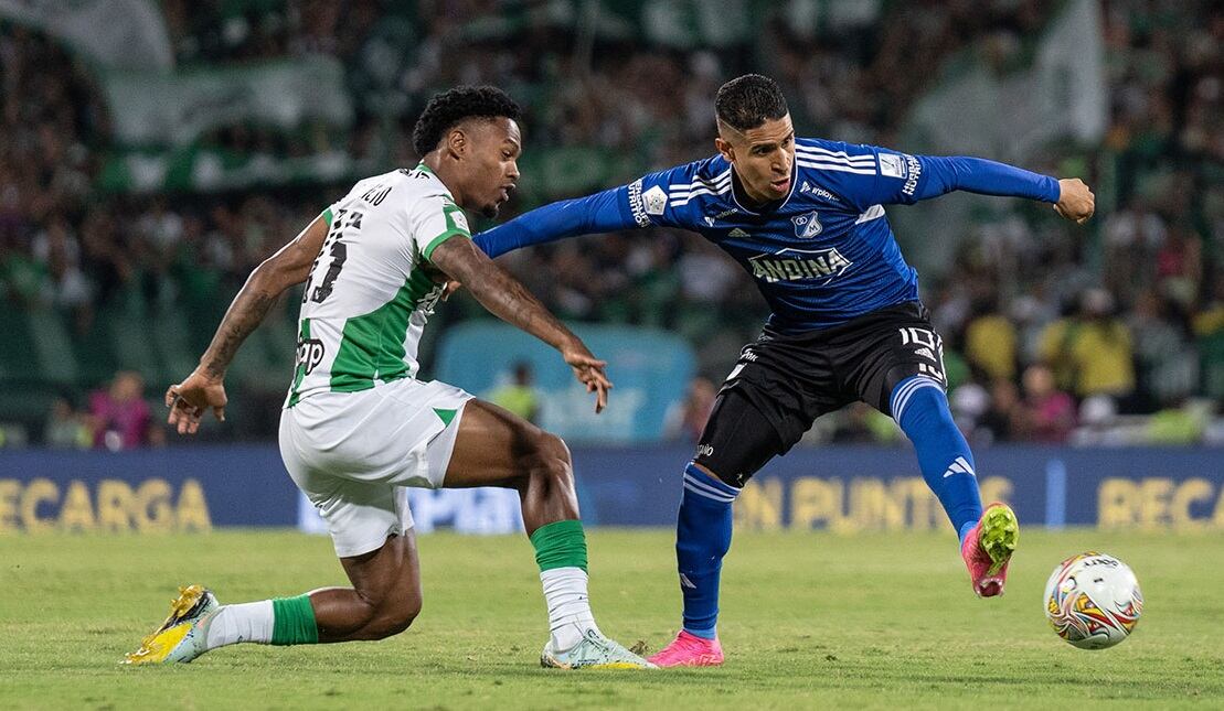 Nelson Palacio y Daniel Cataño durante la final ida del fútbol colombiano / Foto: @MillosFCoficial