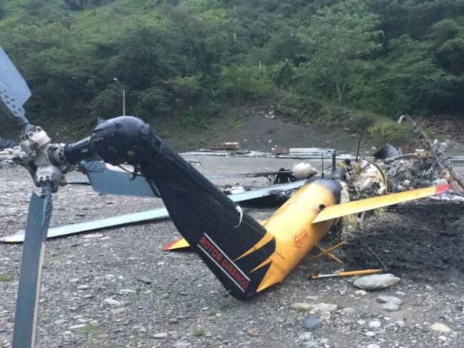 Delincuentes queman helicóptero en Valle de Toledo, Antioquia