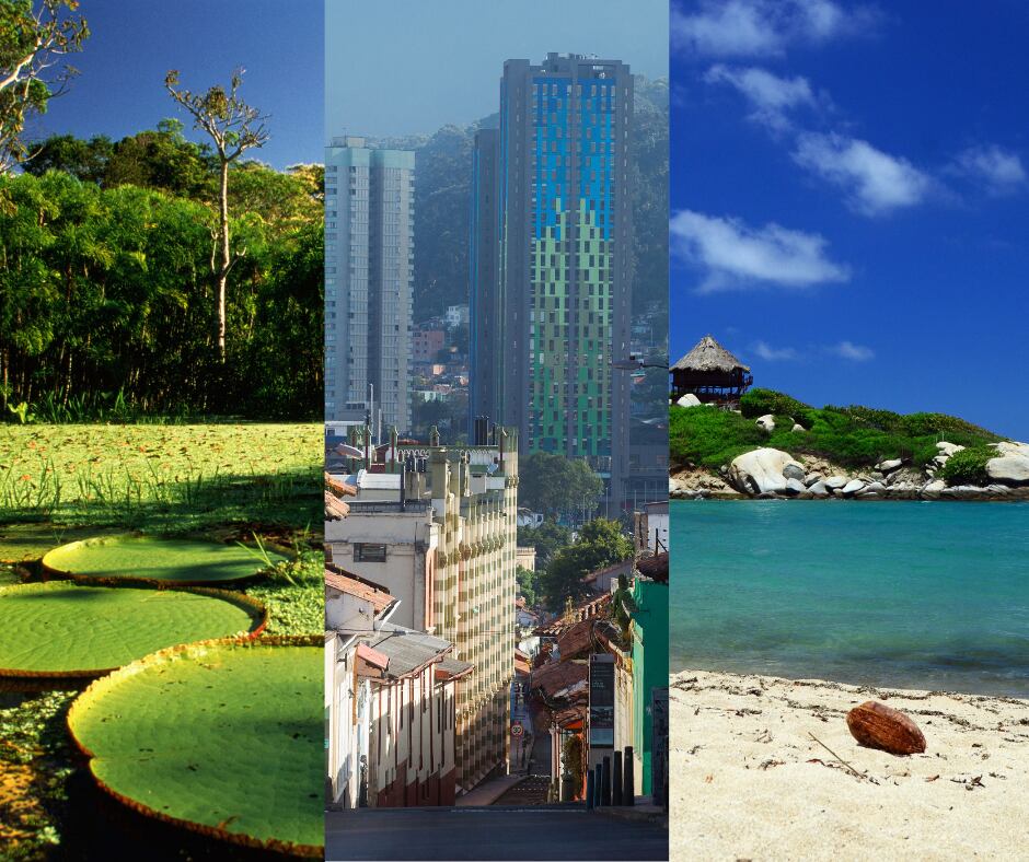 Selva Amazónica, Ciudad de Bogotá y Parque Tayrona (Getty Images)