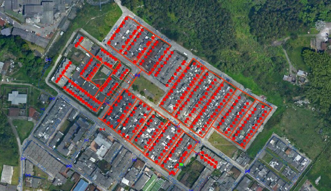 Zona de la suspensión del servicio en La Enea