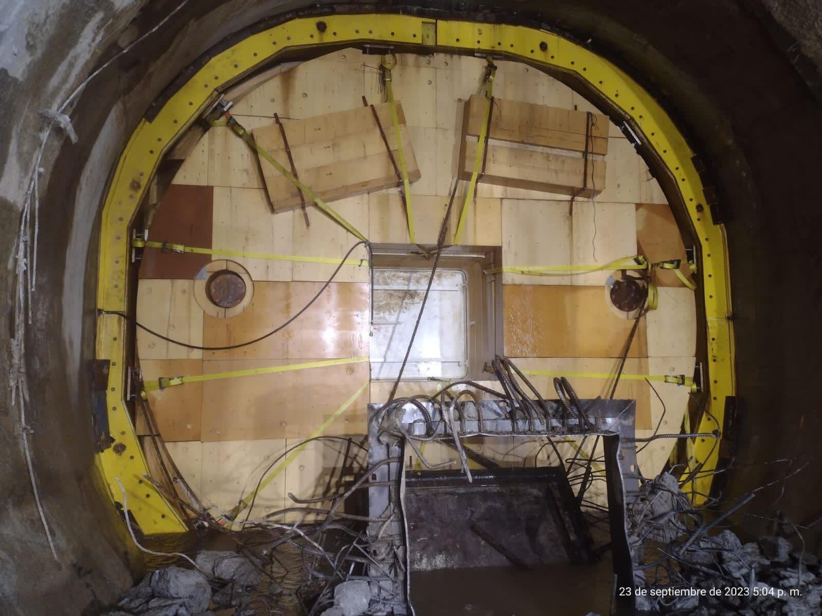 El tapón tenía un diámetro de 6,6 metros y una longitud de 9 metros. Foto: EPM.