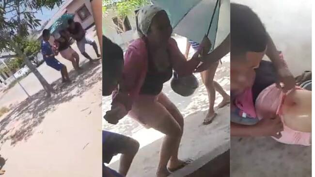Momento en que la afectada es auxiliada por la comunidad.