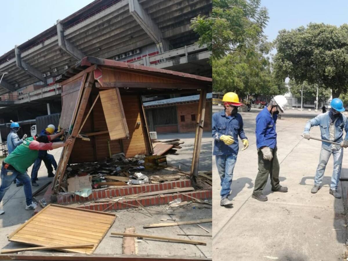 Desmontaron casetas en inmediaciones de la plaza de banderas
