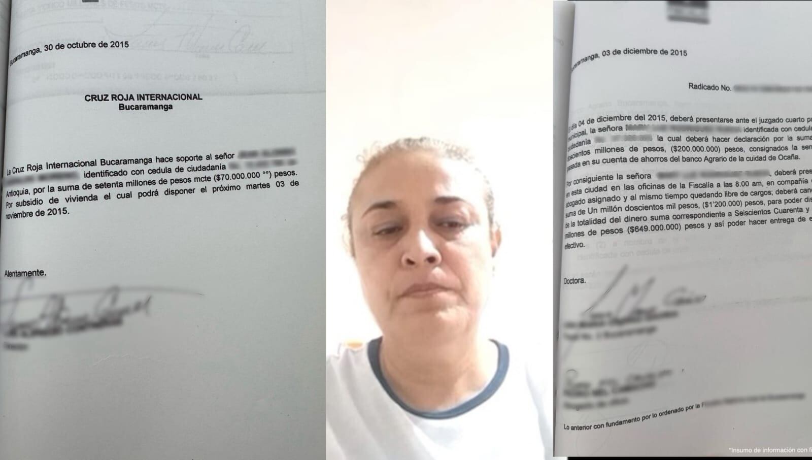 Mary Luz Rodríguez Rueda presentaba cartas falsas del organismo humanitario para convencer a sus víctimas / Foto: Fiscalía General de la Nación