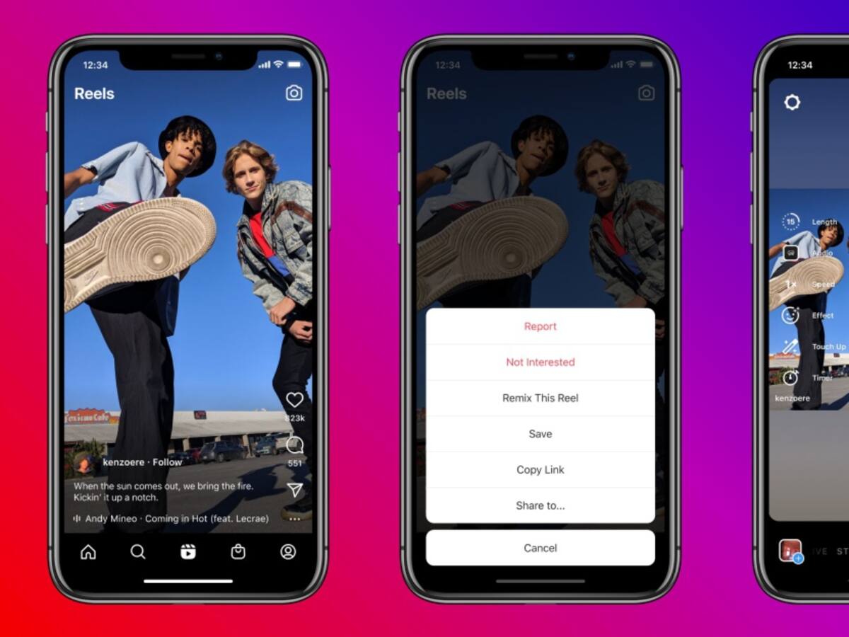 ¿Igual a TikTok? Instagram Reels permite hacer remix con reacciones