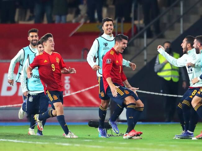 Celebración de Morata que le dio la clasificación a España al Mundial.
