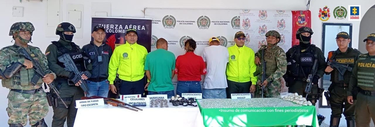 Tres personas capturadas por microtráfico en la población de Chaparral, Tolima