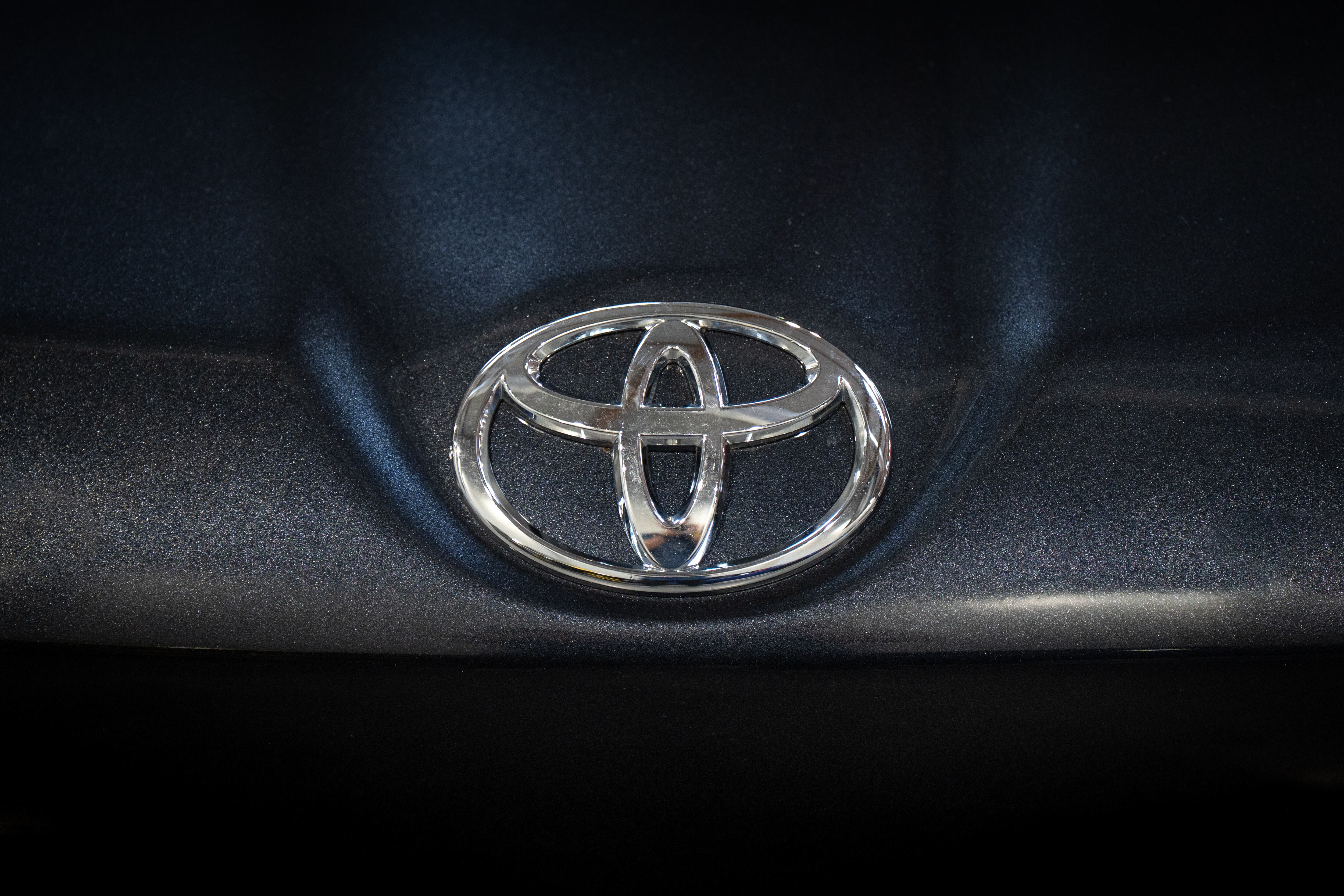The Toyota logo is seen on a car during the Tuning Show EXPO in Krakow, Poland, on September 14, 2025. (Photo by Marcin Golba/NurPhoto via Getty Images)