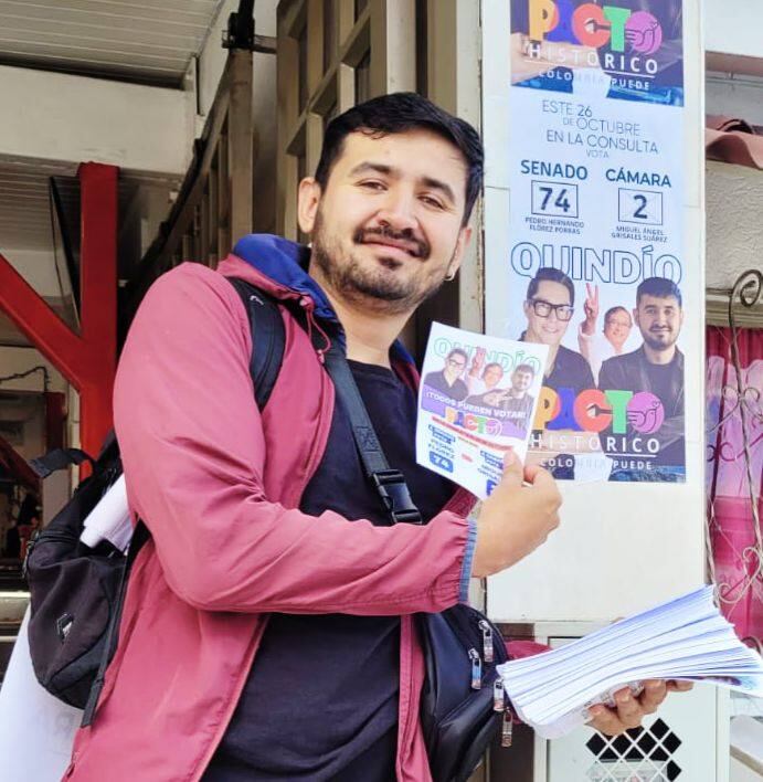 El aspirante de la Colombia Humana es el ganador de la consulta del Pacto Histórico en el Quindío Foto: Cortesía Facebook Miguel Grisales