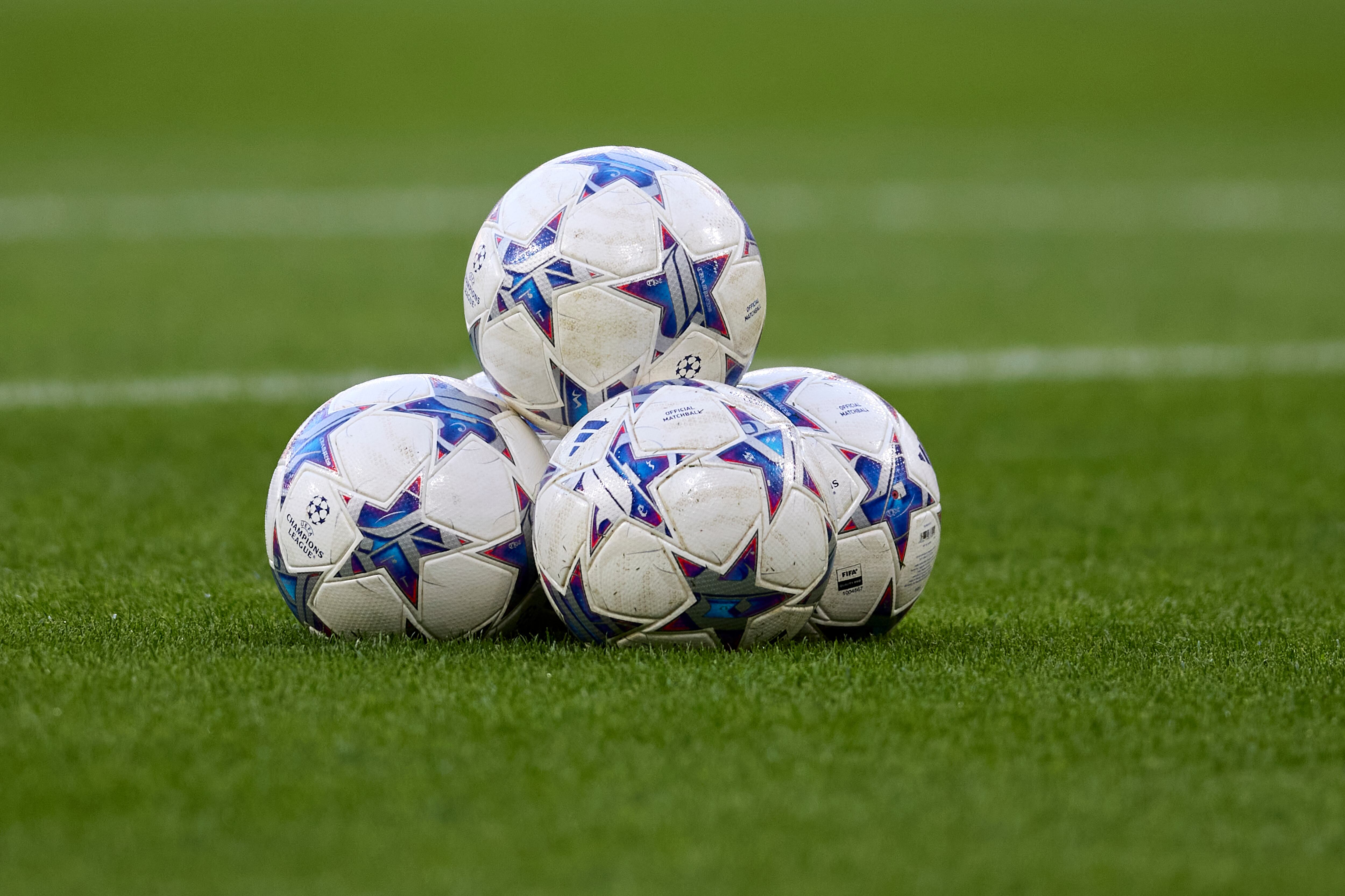 SALZBURG, AUSTRIA - OCTOBER 03: A view of the match ball inside the stadium prior to the UEFA Champions League match between FC Red Bull Salzburg and Real Sociedad at Red Bull Arena on October 03, 2023 in Salzburg, Austria. (Photo by Ion Alcoba/Quality Sport Images/Getty Images)