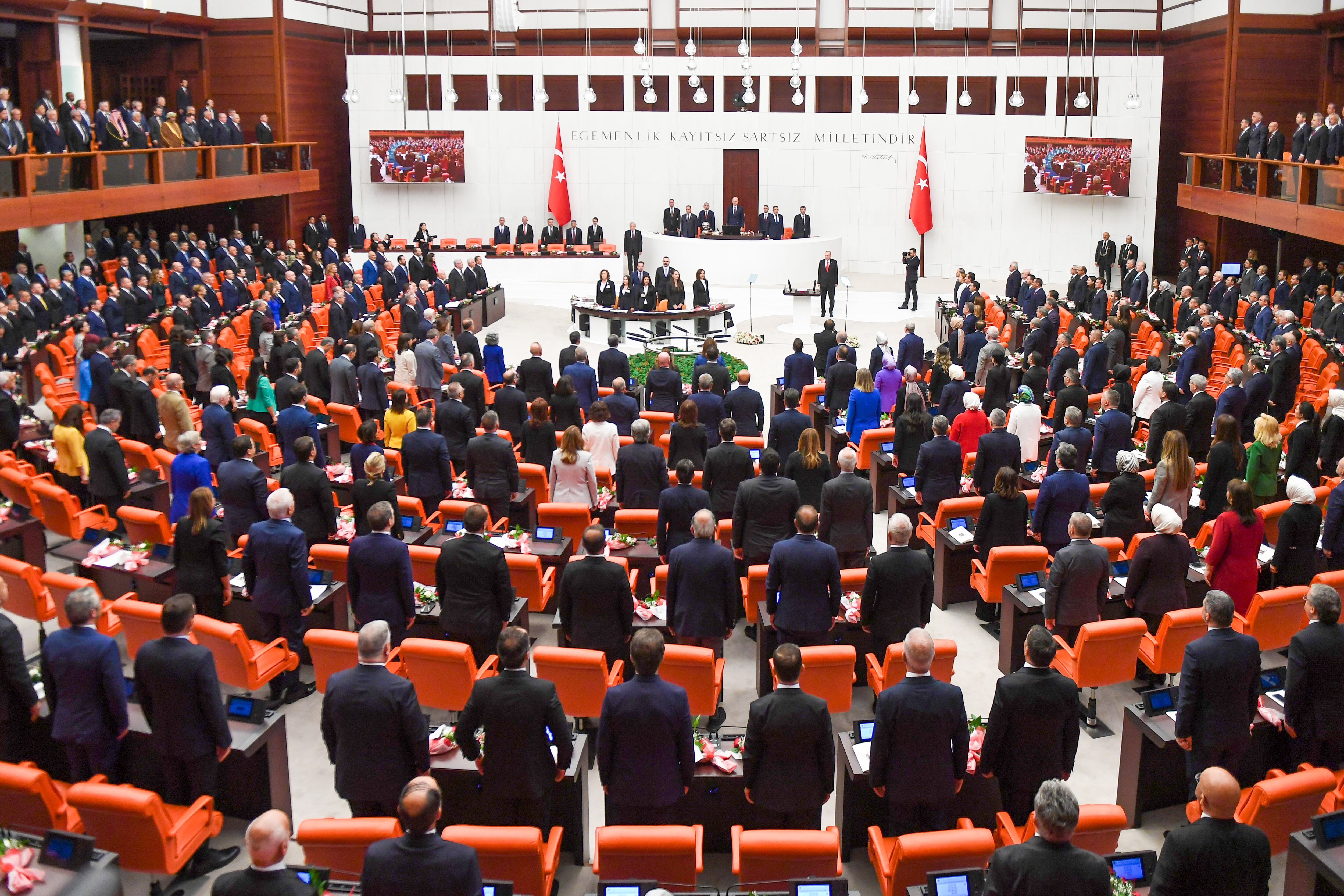 ANKARA, TURKEY- OCTOBER 1: Opening meeting of the Grand National Assembly of Turkey (TBMM) for the 2nd Legislative Year of the 28th Term on October 1, 2023 in Ankara, Turkey. (Photo by Selahattin Sönmez/ dia images via Getty Images)