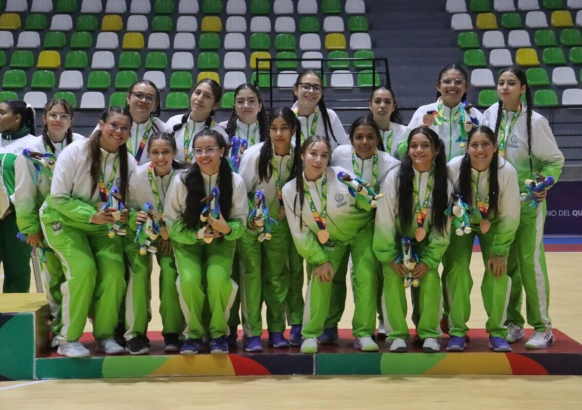 Quindío ganó medalla de bronce en balonmano femenino en los Juegos Nacionales Juveniles. Foto: Cortesía Juegos Nacionales Juveniles