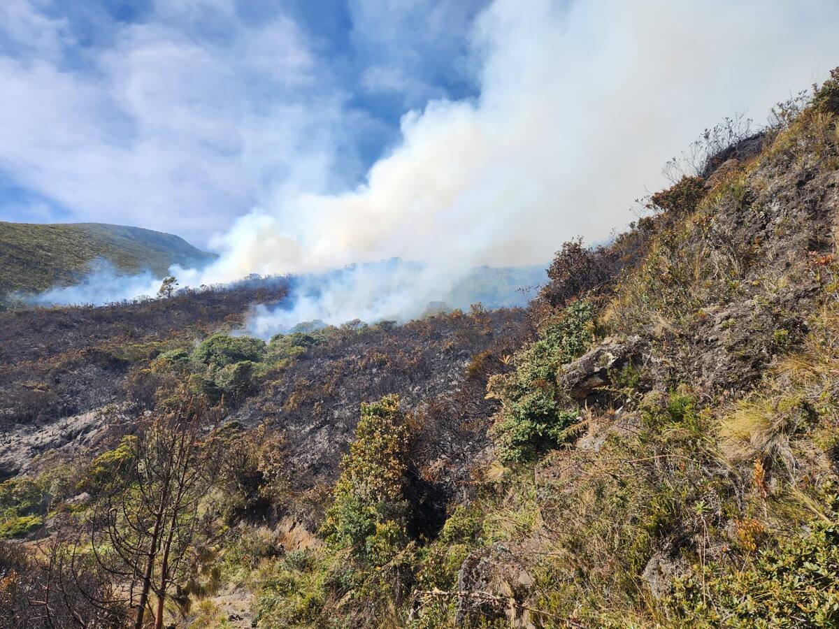 Ingentes esfuerzos para extinguir incendio en el Galeras