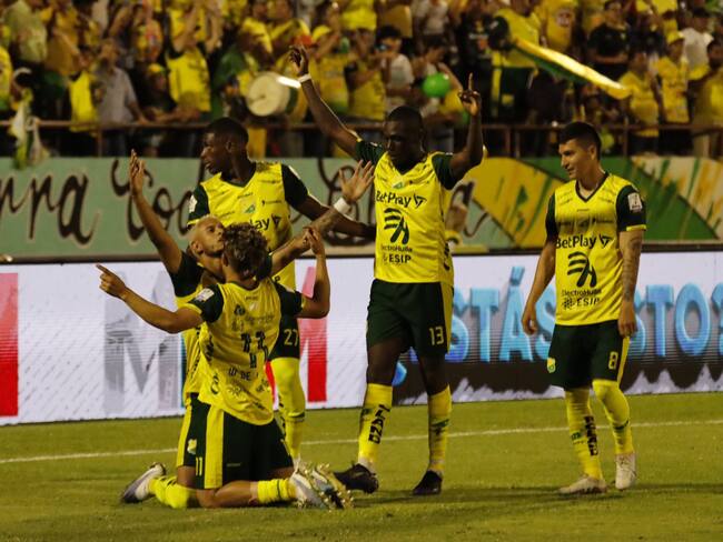 Marcus Vinicius festeja su gol ante el Pereira / Twitter: @AtleticoHuilaof